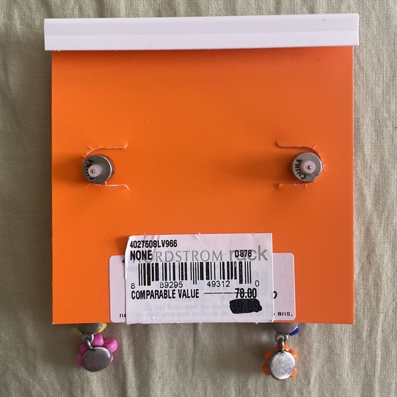 Kurt Geiger London Beaded Colorful Flower Drop Dangly Silver Eagle Head Earrings - Picture 9 of 11